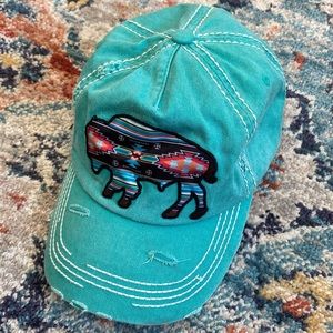 KBETHOS vintage Teal Blue Buffalo Hat